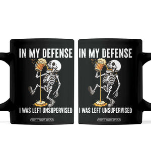Funny Skeleton Beer Coffee Mug In My Defence I Was Left Unsupervised TS12 Black Print Your Wear