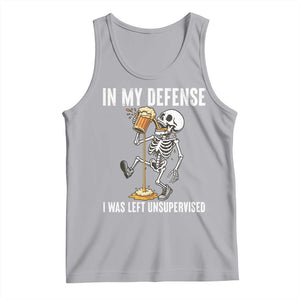 Funny Skeleton Beer Tank Top In My Defence I Was Left Unsupervised TS12 Athletic Heather Print Your Wear