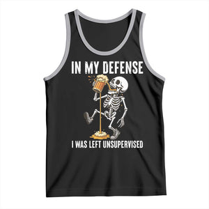 Funny Skeleton Beer Tank Top In My Defence I Was Left Unsupervised TS12 Black Athletic Heather Print Your Wear
