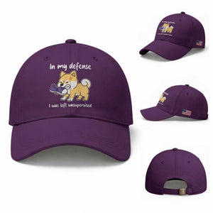 Sarcastic Dog Lover Baseball Cap In My Defense I Was Left Unsupervised TS12 Baseball Cap Universal Fit Purple Print Your Wear