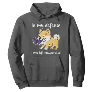 Sarcastic Dog Lover Hoodie In My Defense I Was Left Unsupervised TS12 Dark Heather Print Your Wear