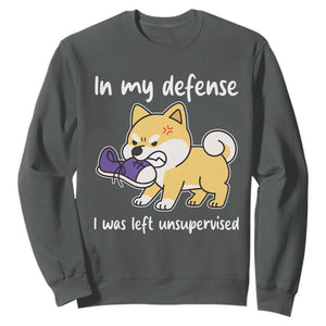 Sarcastic Dog Lover Sweatshirt In My Defense I Was Left Unsupervised TS12 Dark Heather Print Your Wear