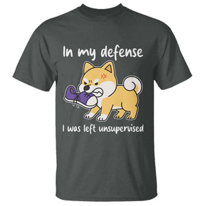 Sarcastic Dog Lover T Shirt In My Defense I Was Left Unsupervised TS12 Dark Heather Print Your Wear