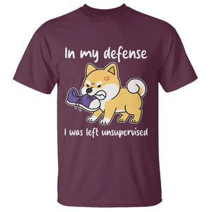 Sarcastic Dog Lover T Shirt In My Defense I Was Left Unsupervised TS12 Maroon Print Your Wear