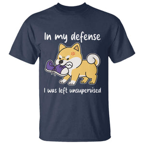 Sarcastic Dog Lover T Shirt In My Defense I Was Left Unsupervised TS12 Navy Print Your Wear