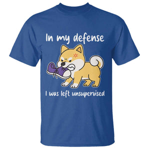 Sarcastic Dog Lover T Shirt In My Defense I Was Left Unsupervised TS12 Royal Blue Print Your Wear
