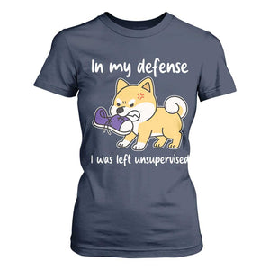 Sarcastic Dog Lover T Shirt For Women In My Defense I Was Left Unsupervised TS12 Navy Print Your Wear