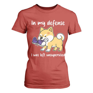 Sarcastic Dog Lover T Shirt For Women In My Defense I Was Left Unsupervised TS12 Red Print Your Wear