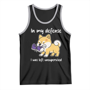Sarcastic Dog Lover Tank Top In My Defense I Was Left Unsupervised TS12 Black Athletic Heather Print Your Wear