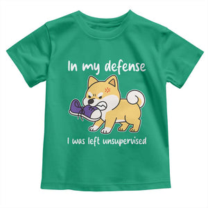 Sarcastic Dog Lover Toddler T Shirt In My Defense I Was Left Unsupervised TS12 Irish Green Print Your Wear