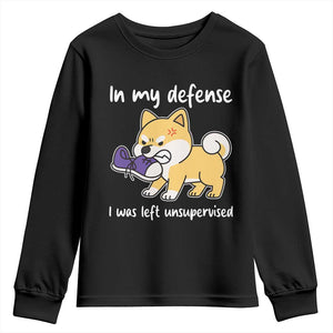 Sarcastic Dog Lover Youth Sweatshirt In My Defense I Was Left Unsupervised TS12 Black Print Your Wear