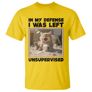 Funny Cat Humor T Shirt In My Defense I Was Left Unsupervised TS12 Daisy Print Your Wear