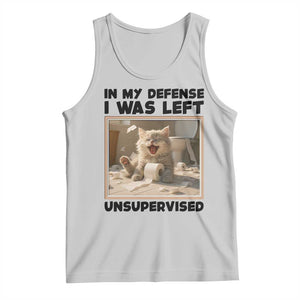 Funny Cat Humor Tank Top In My Defense I Was Left Unsupervised TS12 Ash Print Your Wear