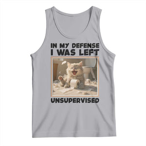 Funny Cat Humor Tank Top In My Defense I Was Left Unsupervised TS12 Athletic Heather Print Your Wear