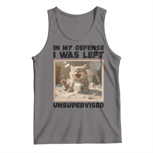 Funny Cat Humor Tank Top In My Defense I Was Left Unsupervised TS12 Deep Heather Print Your Wear