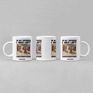 Funny Cat Humor Coffee Mug In My Defense I Was Left Unsupervised TS12 Print Your Wear