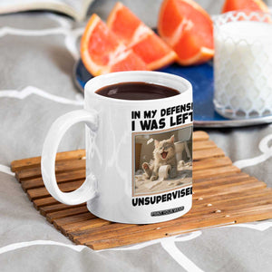 Funny Cat Humor Coffee Mug In My Defense I Was Left Unsupervised TS12 Print Your Wear