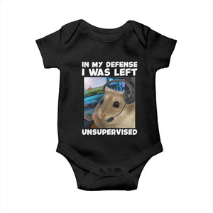 Funny Hamster Gamer Baby Onesie In My Defense I Was Left Unsupervised TS12 Black Print Your Wear