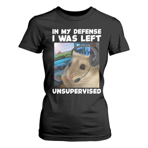 Funny Hamster Gamer T Shirt For Women In My Defense I Was Left Unsupervised TS12 Black Print Your Wear