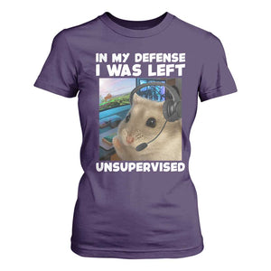 Funny Hamster Gamer T Shirt For Women In My Defense I Was Left Unsupervised TS12 Purple Print Your Wear