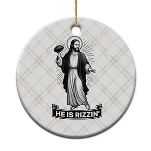 Christian Football Lover Ceramic Ornament He Is Rizzin Funny Gift TS12 1pc Christmas Plaid Print Your Wear