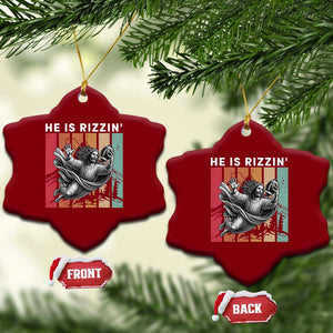 He Is Rizzin Ceramic Ornament Funny Christian Football Lover Gift TS12 Print Your Wear