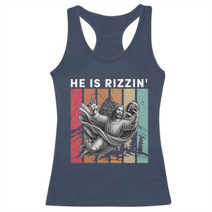 He Is Rizzin Racerback Tank Top Funny Christian Football Lover Gift TS12 Navy Print Your Wear