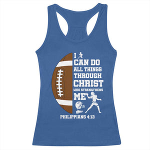 Christian Football Racerback Tank Top I Can Do All Things Through Christ Bible Verse TS12 Royal Blue Print Your Wear