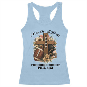 Christian Motivation Gift Racerback Tank Top I Can Do All Things Through Christ Bible Verse TS12 Light Blue Print Your Wear