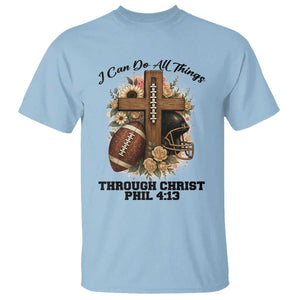 Christian Motivation Gift T Shirt I Can Do All Things Through Christ Bible Verse TS12 Light Blue Print Your Wear