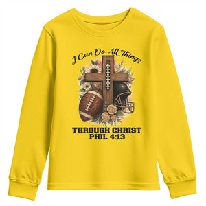 Christian Motivation Gift Youth Sweatshirt I Can Do All Things Through Christ Bible Verse TS12 Daisy Print Your Wear
