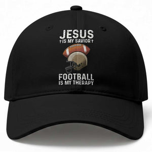 Jesus Is My Savior Football Is My Therapy Baseball Cap Christian Football Lover TS12 Print Your Wear