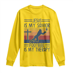 Jesus Is My Savior Football Is My Therapy Long Sleeve Shirt Vintage Christian Football Fan Gift TS12 Daisy Print Your Wear
