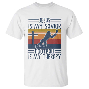 Jesus Is My Savior Football Is My Therapy T Shirt Vintage Christian Football Fan Gift TS12 White Print Your Wear