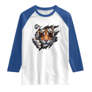 Funny Bengal Tiger Raglan Shirt Football Lover Gift TS12 White Royal Print Your Wear