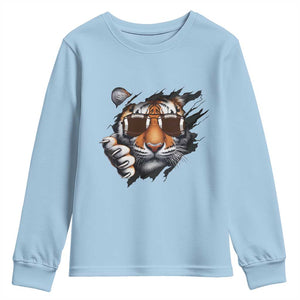Funny Bengal Tiger Youth Sweatshirt Football Lover Gift TS12 Light Blue Print Your Wear