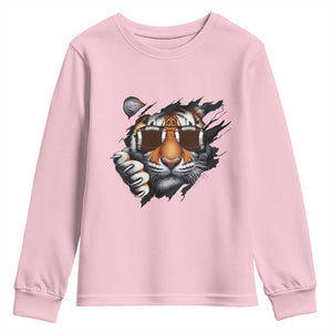 Funny Bengal Tiger Youth Sweatshirt Football Lover Gift TS12 Light Pink Print Your Wear