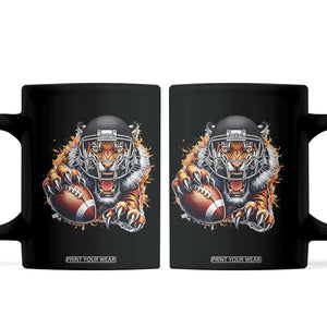 Funny Bengal Tiger With Helmet Coffee Mug Football Lover Gift TS12 Black Print Your Wear