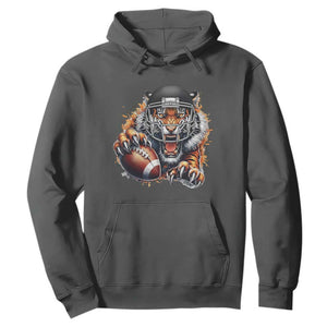 Funny Bengal Tiger With Helmet Hoodie Football Lover Gift TS12 Dark Heather Print Your Wear