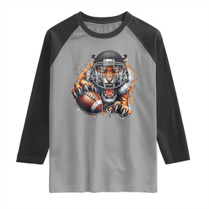 Funny Bengal Tiger With Helmet Raglan Shirt Football Lover Gift TS12 Sport Gray Black Print Your Wear