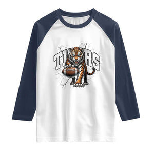 Funny Bengal Tiger Raglan Shirt Gift For Football Lover TS12 White Navy Print Your Wear