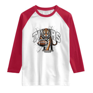 Funny Bengal Tiger Raglan Shirt Gift For Football Lover TS12 White Red Print Your Wear