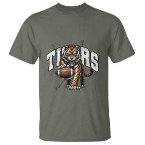 Funny Bengal Tiger T Shirt Gift For Football Lover TS12 Military Green Print Your Wear