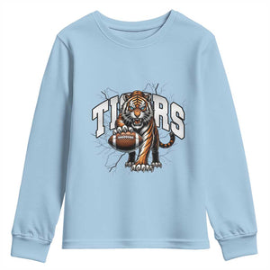Funny Bengal Tiger Youth Sweatshirt Gift For Football Lover TS12 Light Blue Print Your Wear