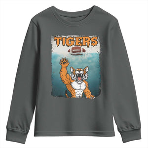 Bengal Tiger Football Youth Sweatshirt Horror Parody Gift TS12 Dark Heather Print Your Wear