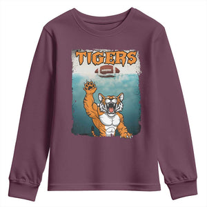 Bengal Tiger Football Youth Sweatshirt Horror Parody Gift TS12 Maroon Print Your Wear