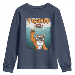 Bengal Tiger Football Youth Sweatshirt Horror Parody Gift TS12 Navy Print Your Wear