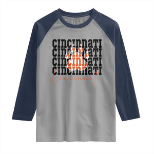 Cincinnati Tiger Paw Raglan Shirt Football Lover Gift TS12 Sport Gray Navy Print Your Wear