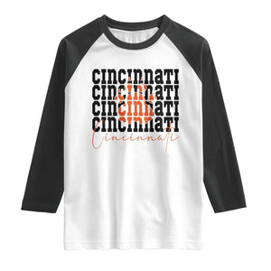 Cincinnati Tiger Paw Raglan Shirt Football Lover Gift TS12 White Black Print Your Wear
