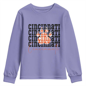 Cincinnati Tiger Paw Youth Sweatshirt Football Lover Gift TS12 Violet Print Your Wear
